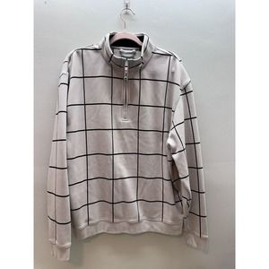 $90 Alan Flusser Performance Golf 1/3 Zip Cotton/Poly Sweater- LARGE Beige EUC